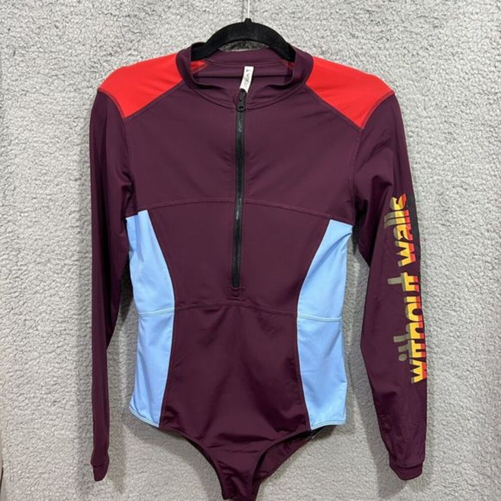Without Walls Swimsuit Scuba Suit Large Maroon Color Block Nylon Lycra